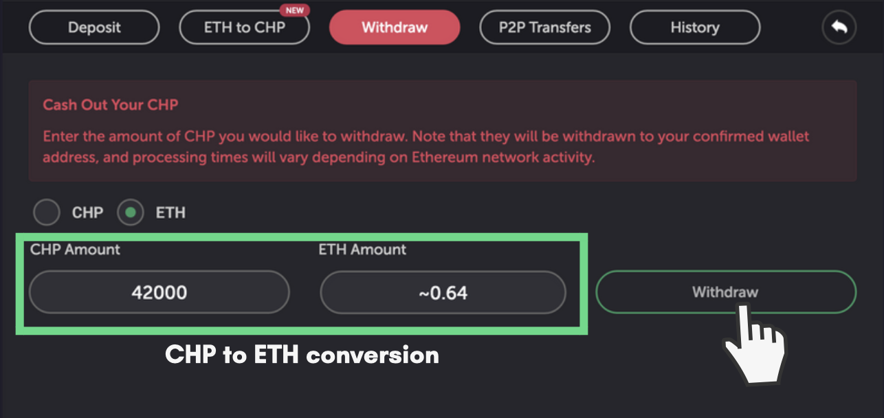How to Withdraw CoinPoker Funds in ETH Step 3